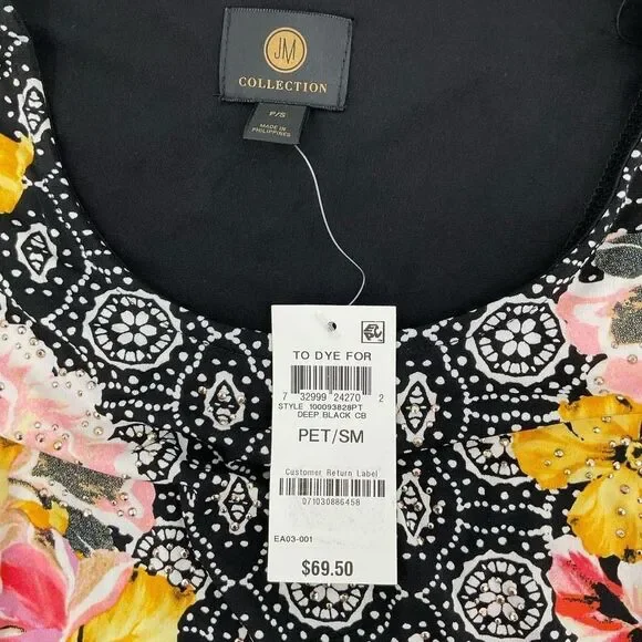 JM Collection Cold Shoulder Floral Printed Shift Dress size PS - Picture 3 of 7